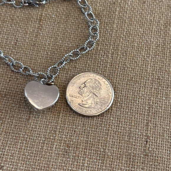 Heart Jewelry Silver and Gold Tone Bracelet Pendant 7” - Picture 3 of 3